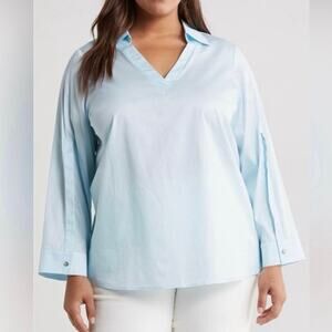 Harshman Lilou Blouse Light Blue Size 1X
NWT